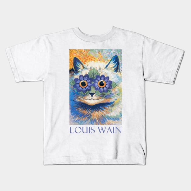 Cat with Daisy Eyes by Louis Wain Kids T-Shirt by Naves